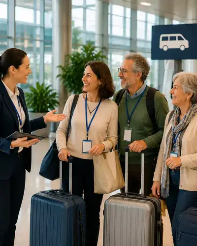 Coordinación de recogidas en hoteles para grupos numerosos